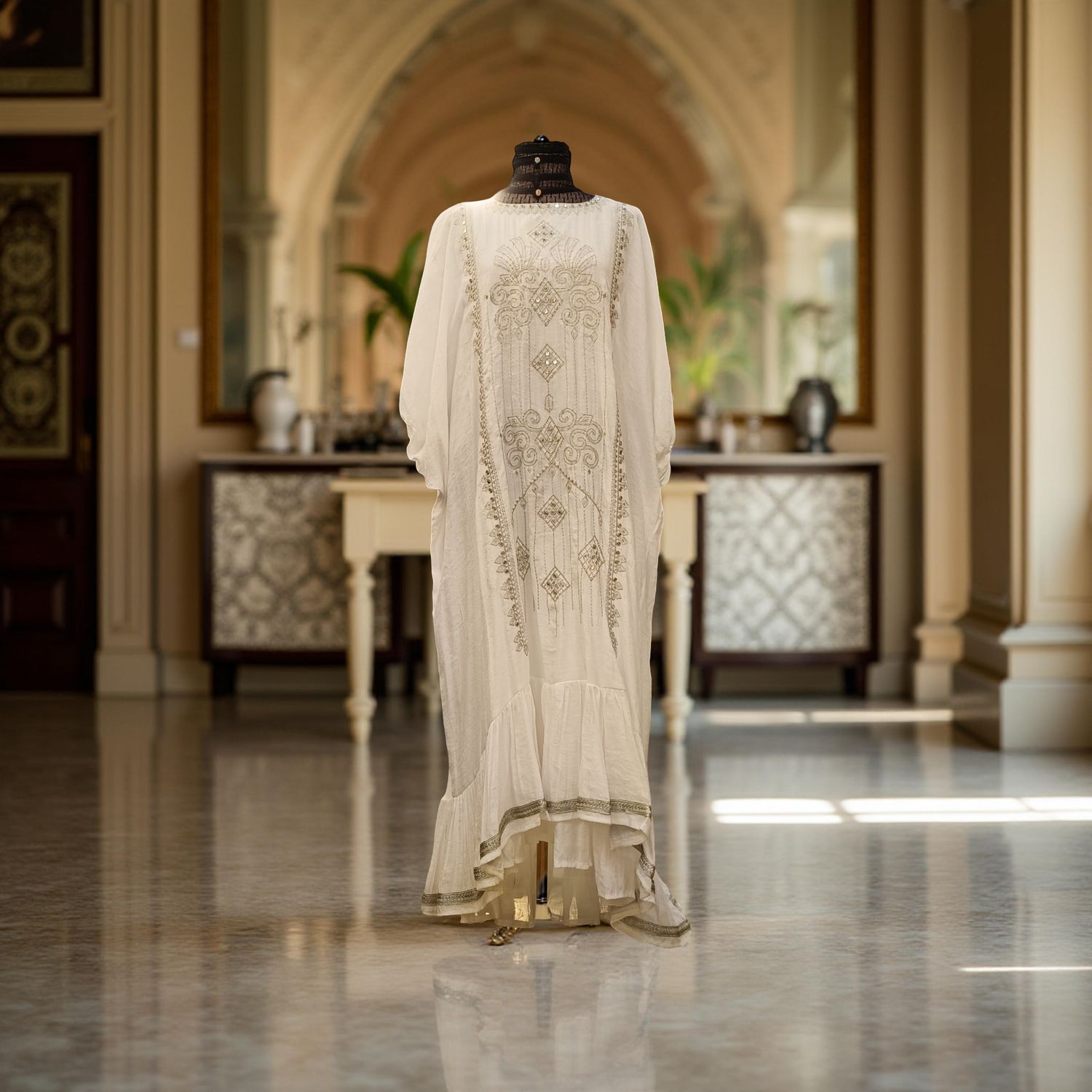 Free Size Linen Special Embroidery Dress Length 56"