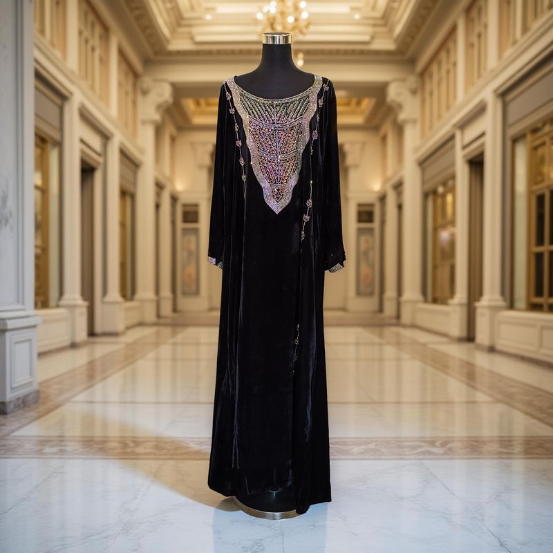 M Velvet Mukhawar Dress 57" Long Jalabiya