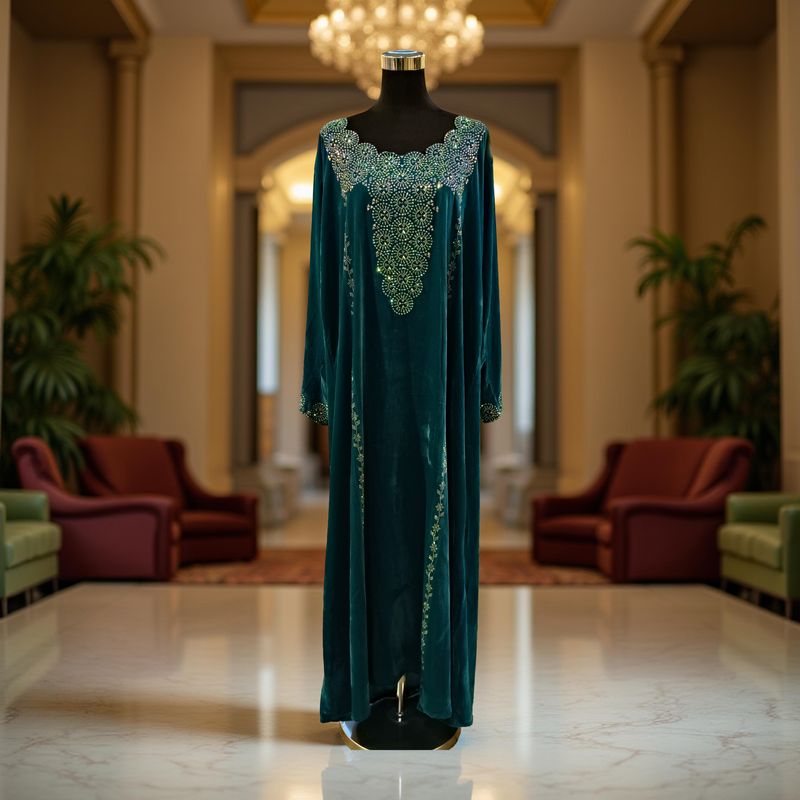 M Velvet Mukhawar Dress 57" Long Jalabiya