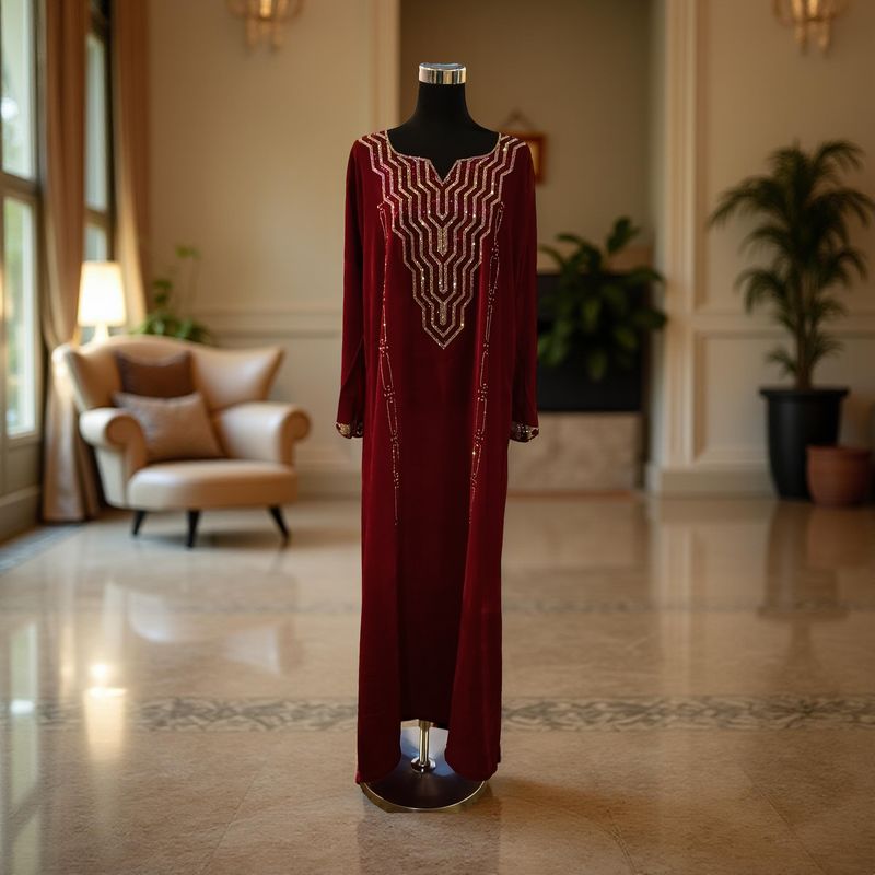 S Velvet Mukhawar Dress 55" Long Jalabiya