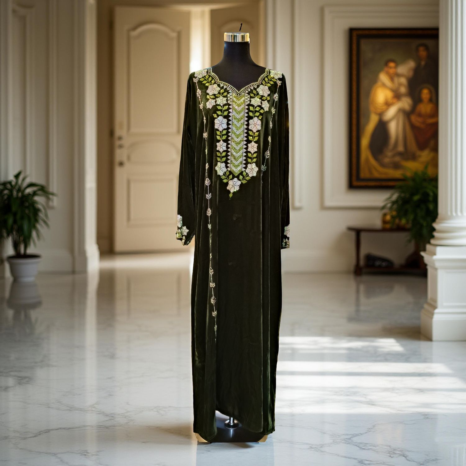 M Velvet Mukhawar Dress 57" Long Jalabiya