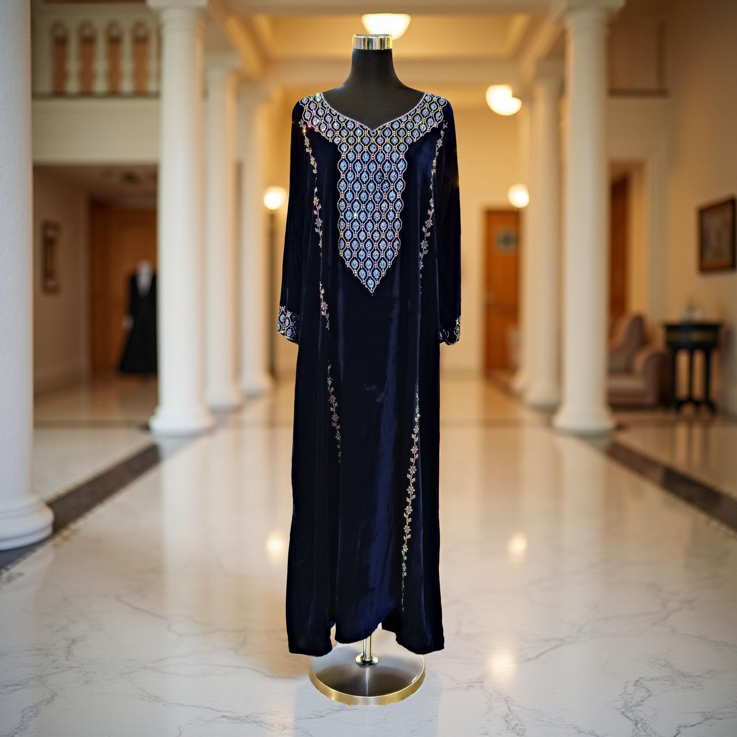 M Velvet Mukhawar Dress 57" Long Jalabiya