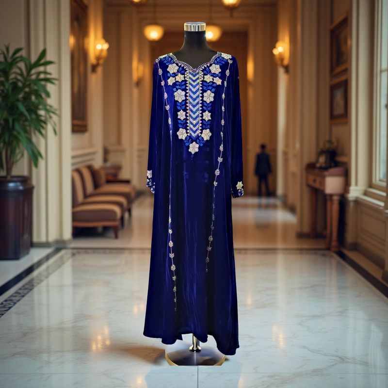 L Velvet Mukhawar Dress 56" Long Jalabiya