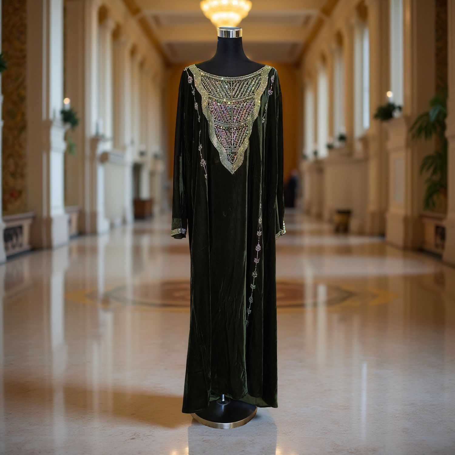 L Velvet Mukhawar Dress 56" Long Jalabiya