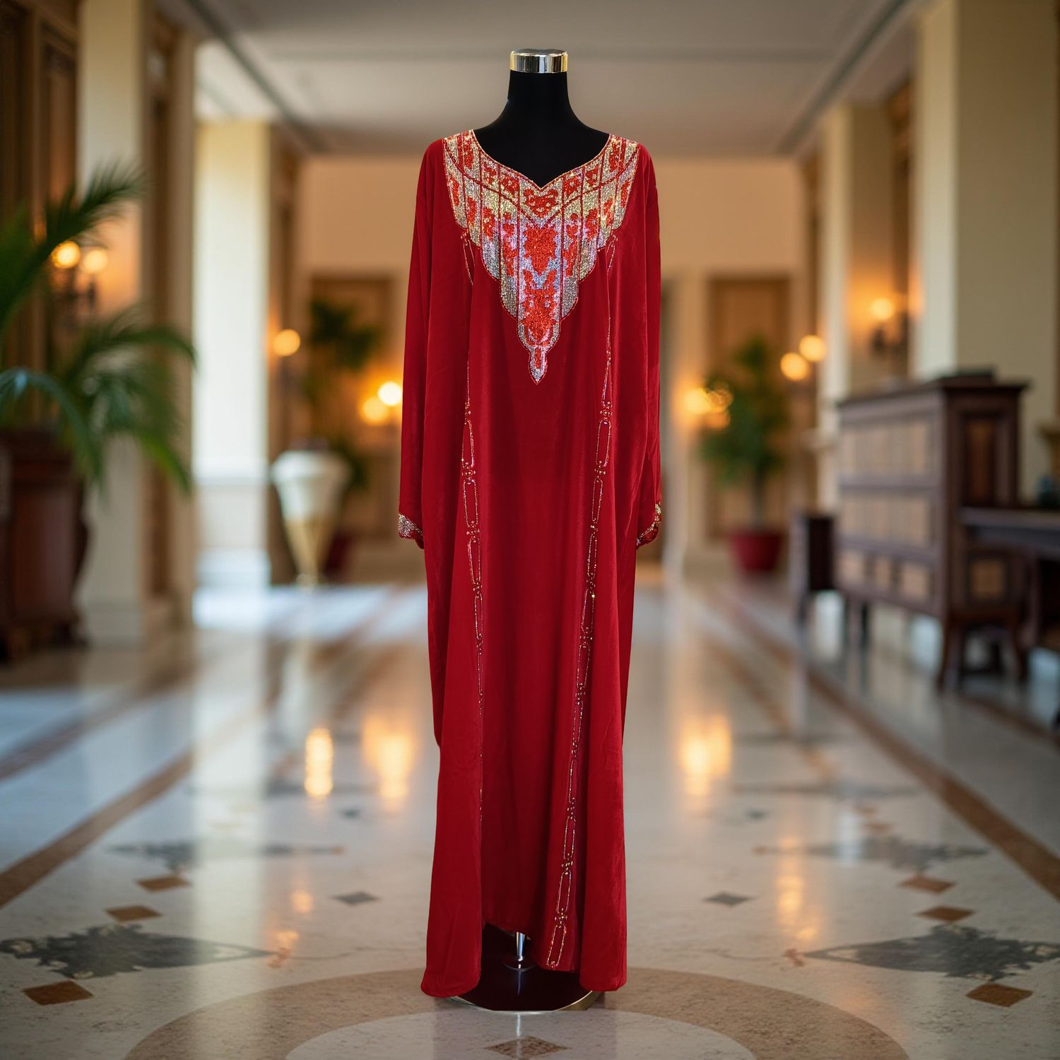 L Velvet Mukhawar Dress 56" Long Jalabiya