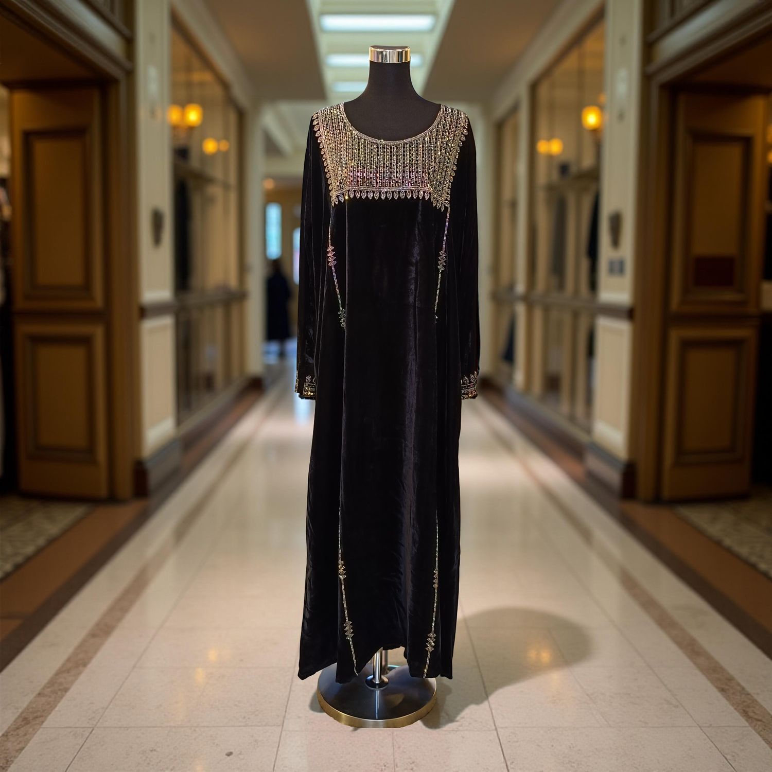 S Velvet Mukhawar Dress 55" Long Jalabiya