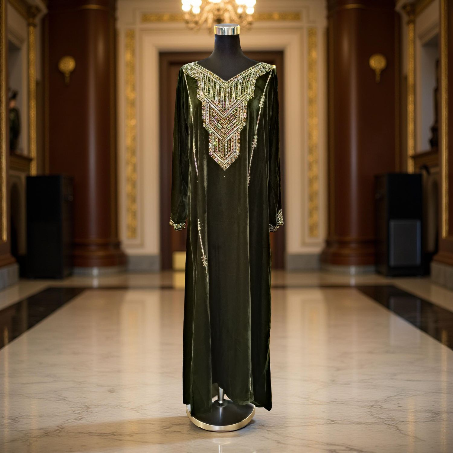 S Velvet Mukhawar Dress 55" Long Jalabiya