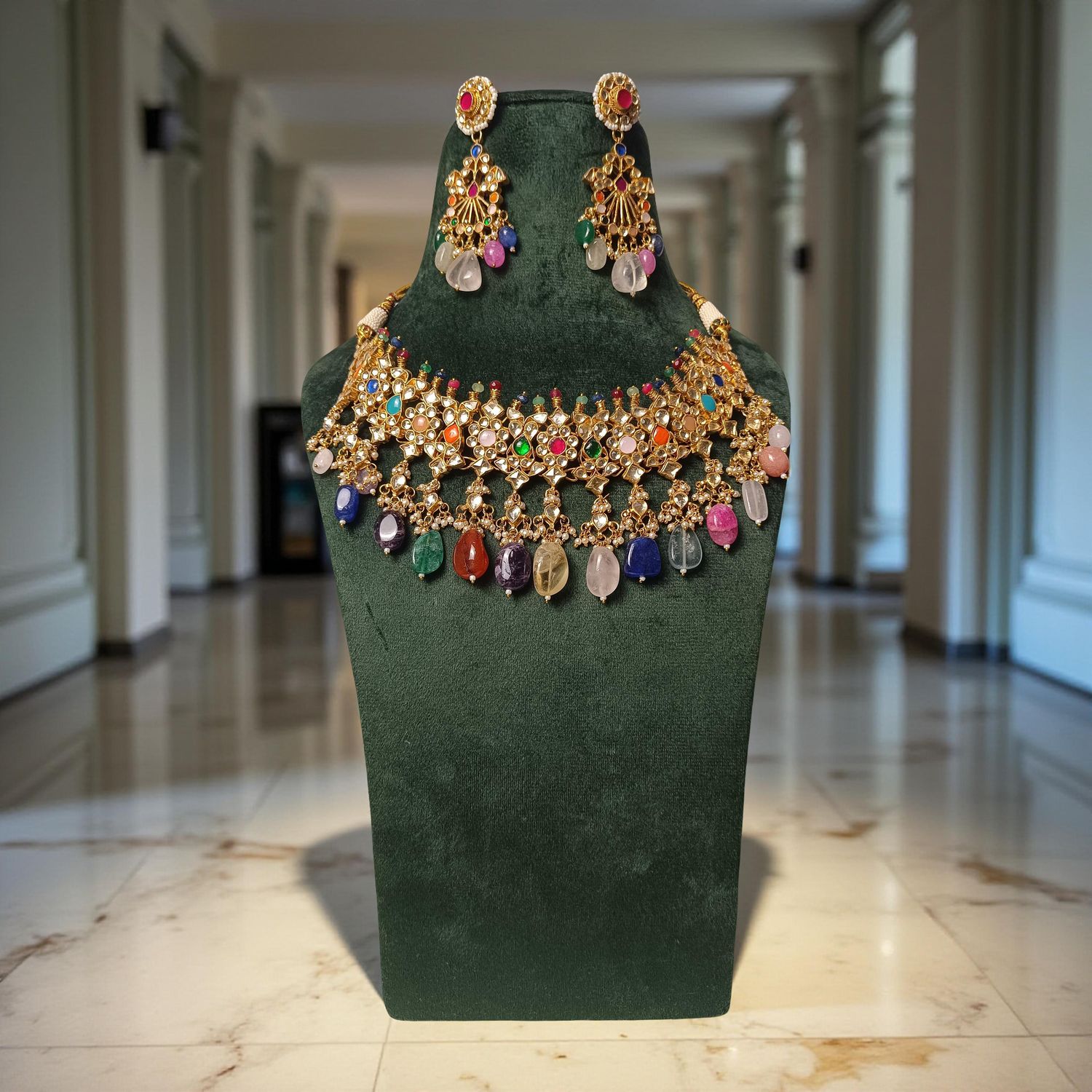 Luxury Kundan Necklace set with Earrings