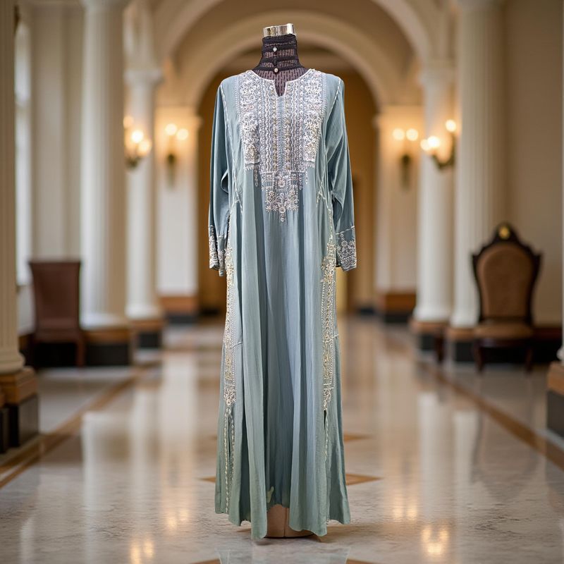 L-XL Linen Special Embroidery Dress Length 57"