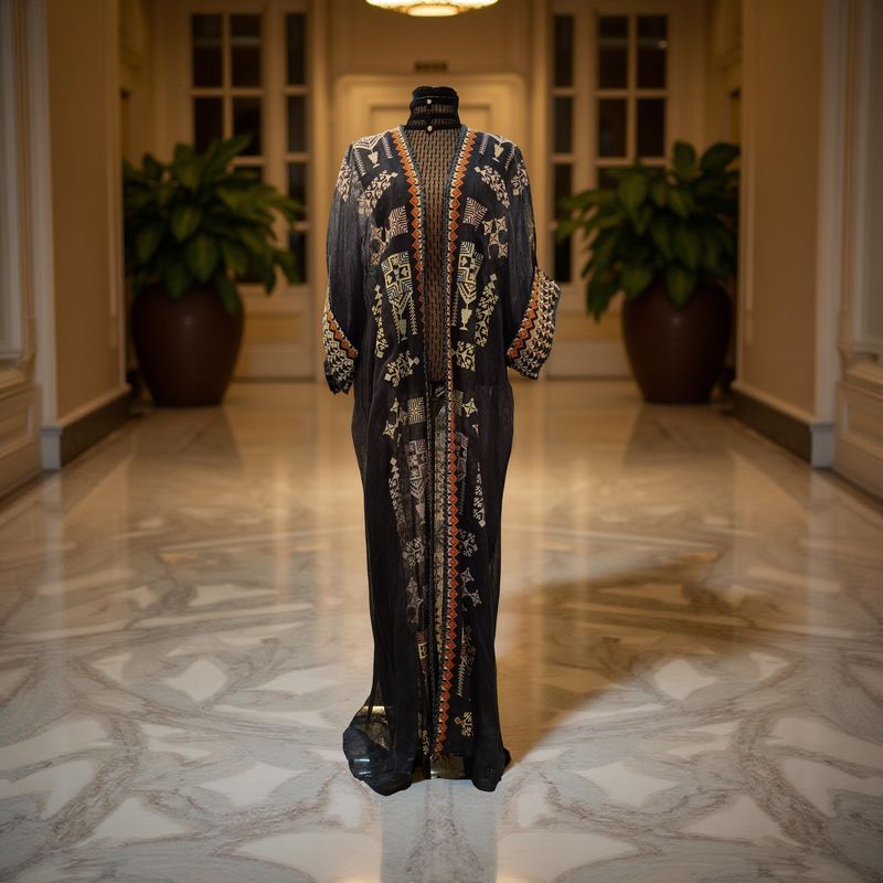 Free Size Linen Special Embroidery Dress Length 57"