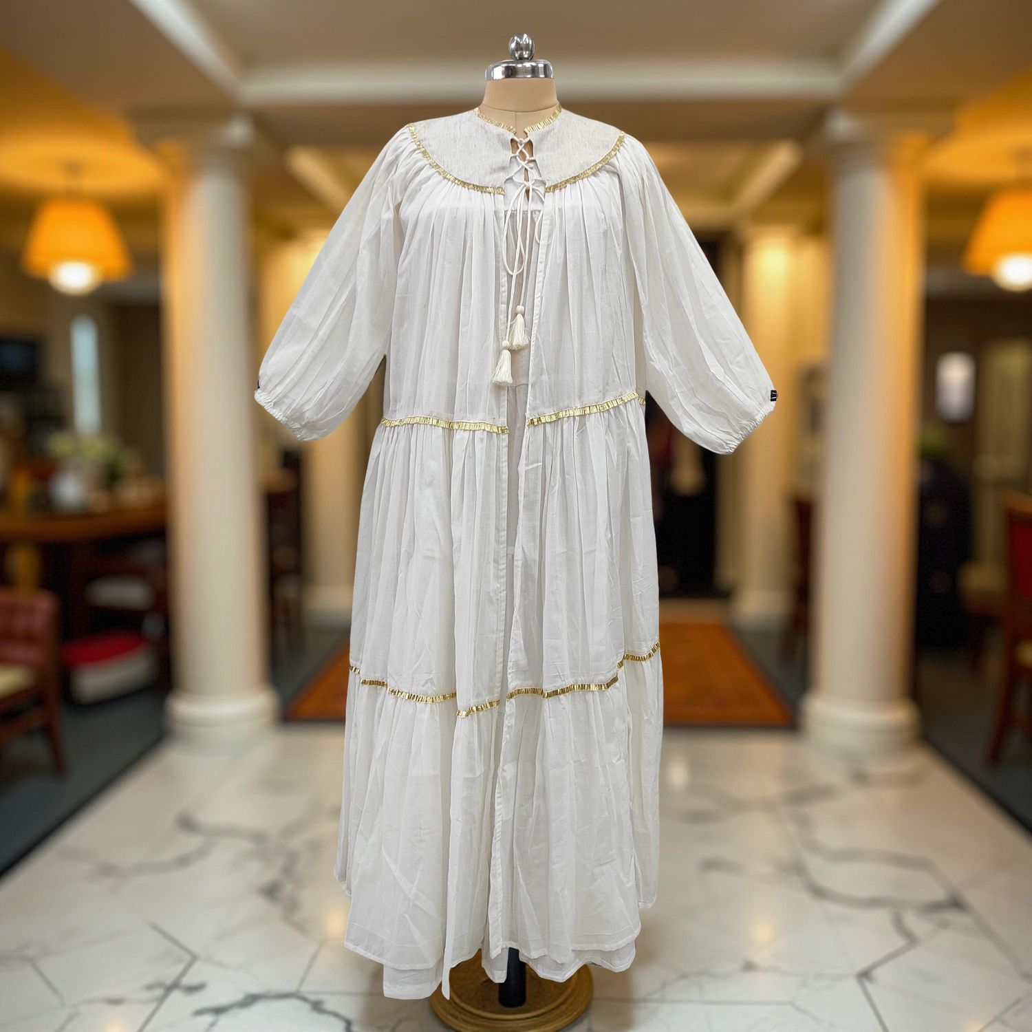 S/M Sample Printed Cotton Dress 57" Long Jalabiya