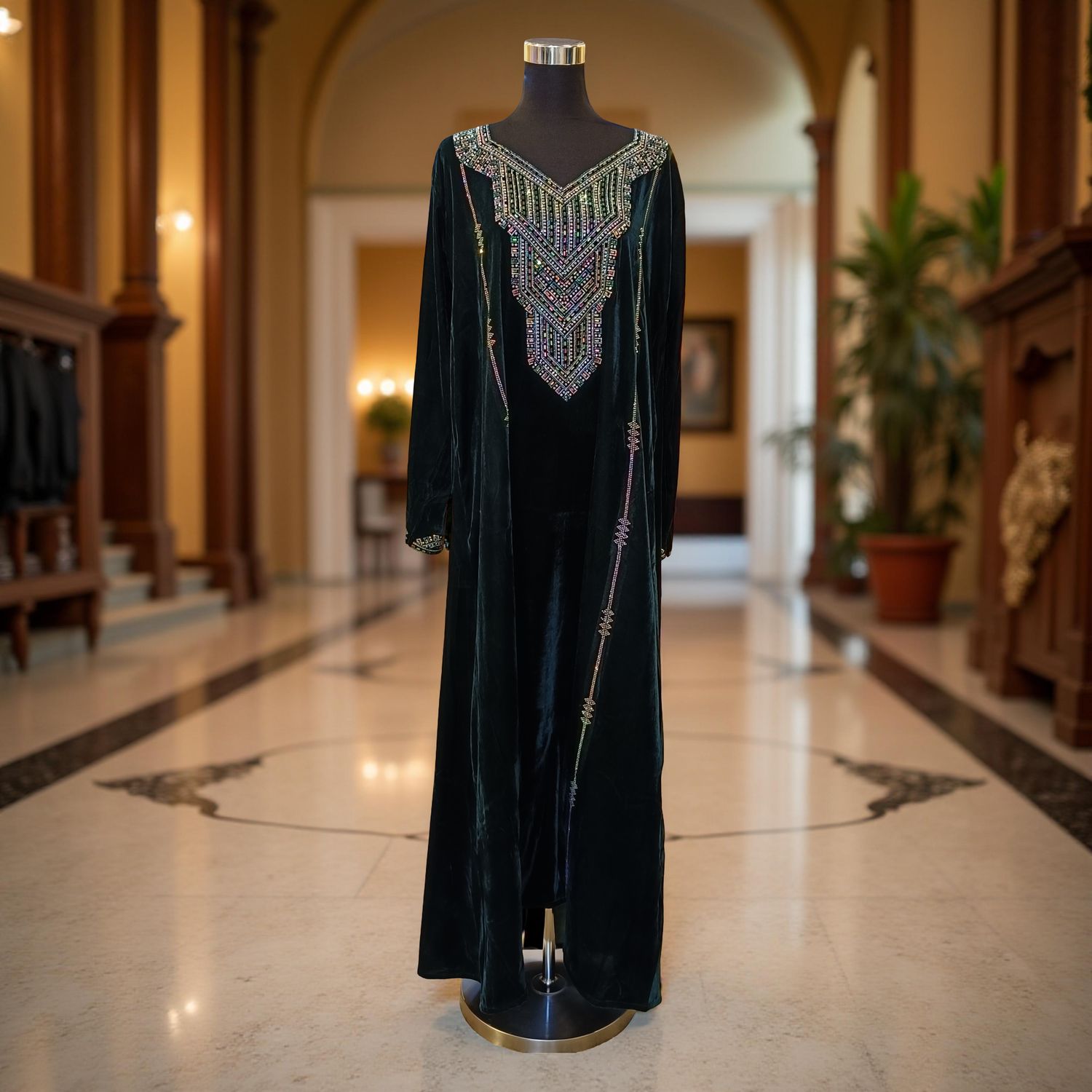 L Velvet Mukhawar Dress 56" Long Jalabiya