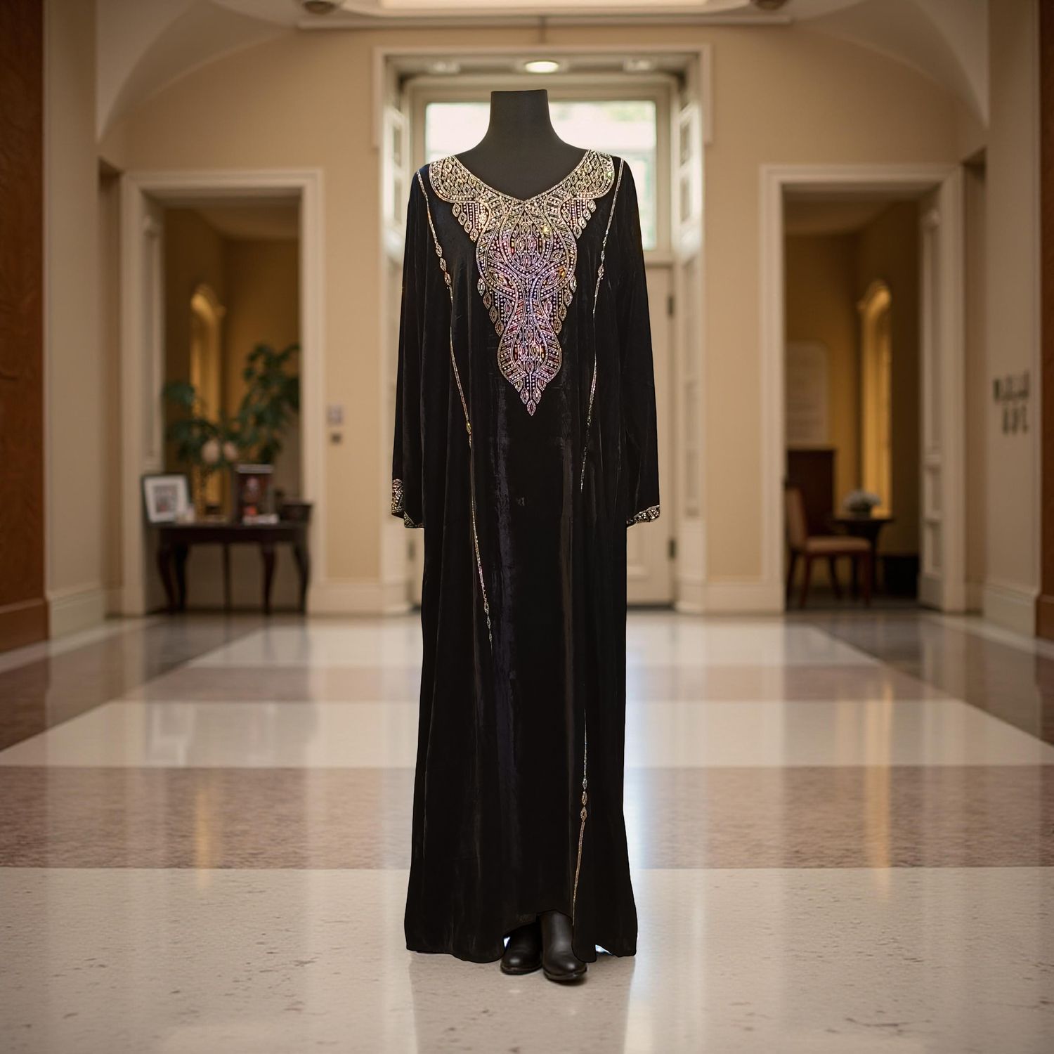 XS-S Velvet Mukhawar Dress 55" Long Jalabiya