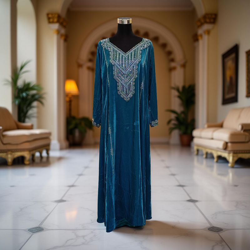 S Velvet Mukhawar Dress 55" Long Jalabiya