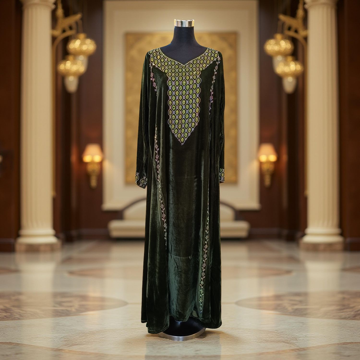 S Velvet Mukhawar Dress 55" Long Jalabiya