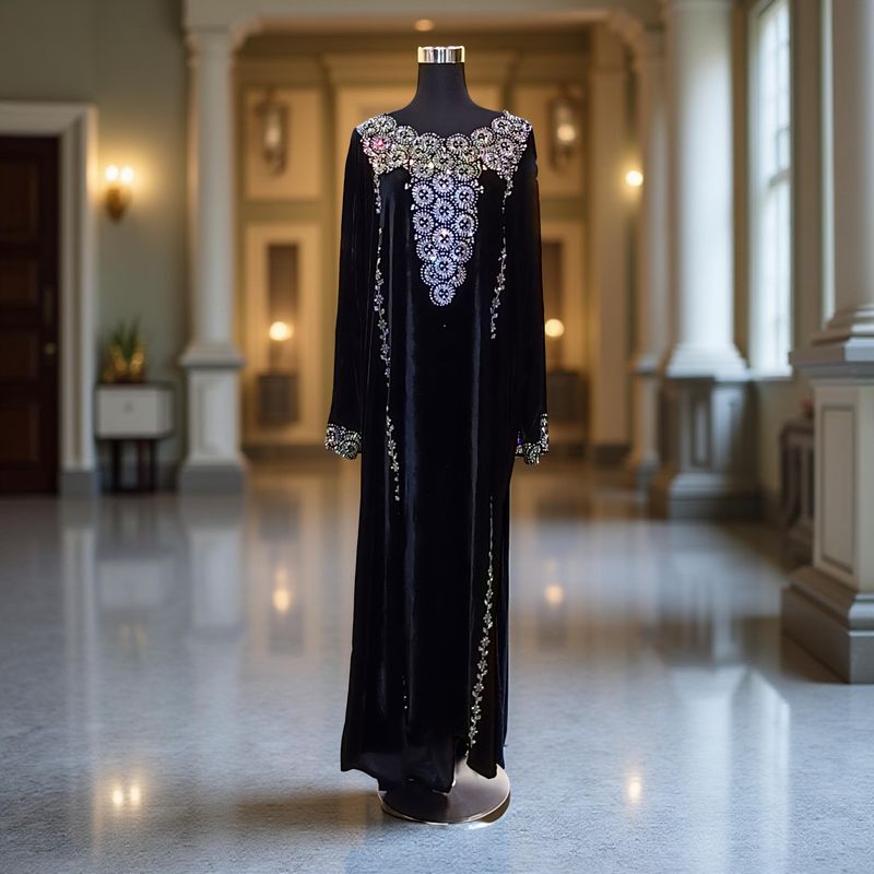 L Velvet Mukhawar Dress 56" Long Jalabiya