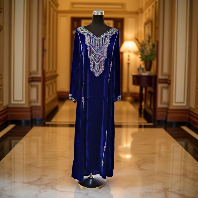 S Velvet Mukhawar Dress 55" Long Jalabiya