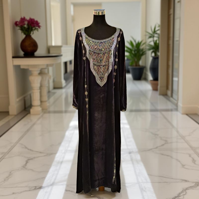 M Velvet Mukhawar Dress 57" Long Jalabiya