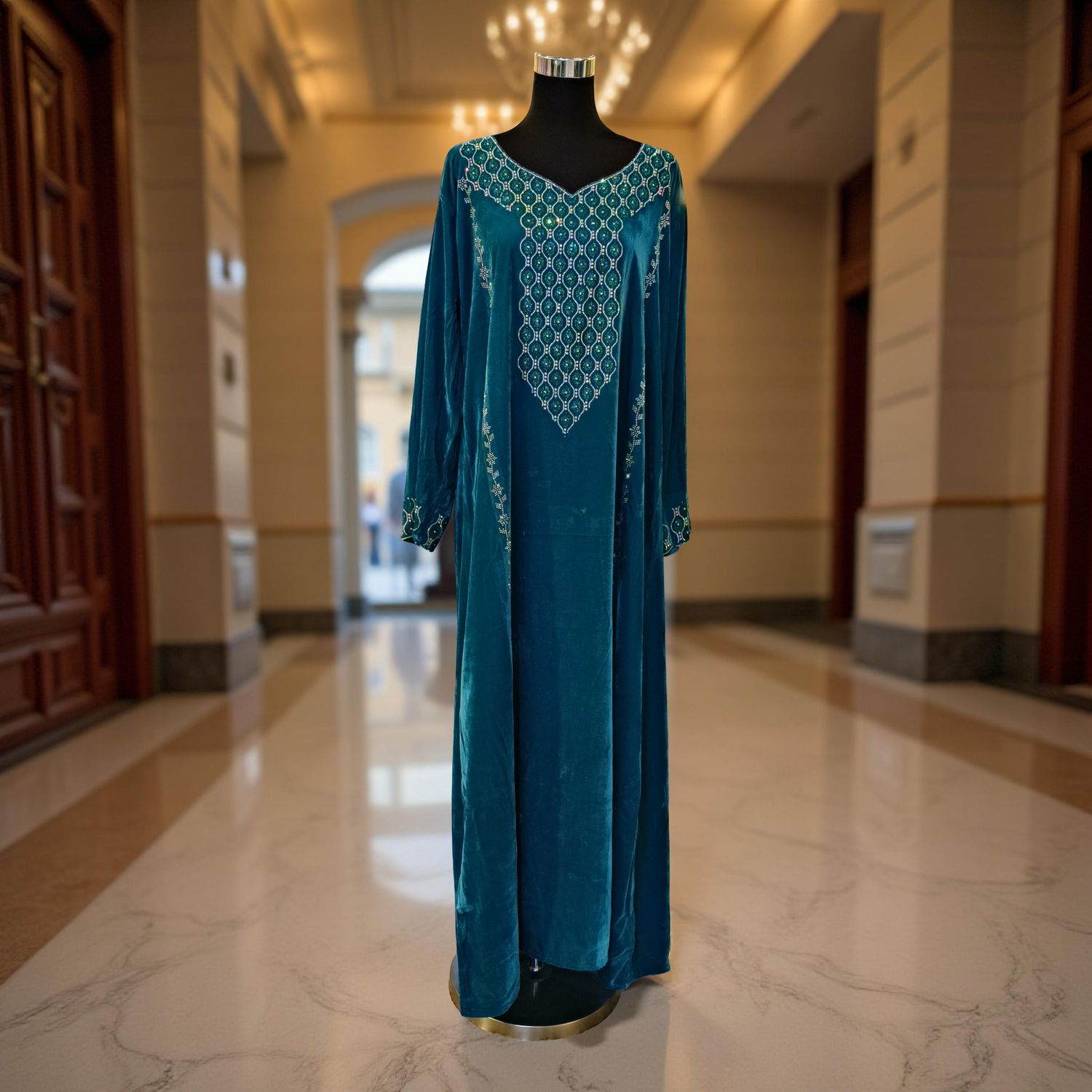 M Velvet Mukhawar Dress 57" Long Jalabiya