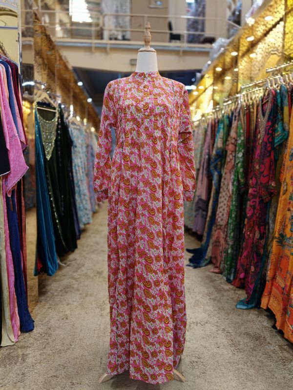 L/XL  Afra Printed Cotton Dress 57" Long Jalabiya