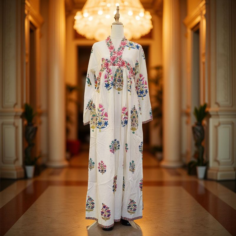 XS/S Nida Printed Cotton Dress 54" Long Jalabiya