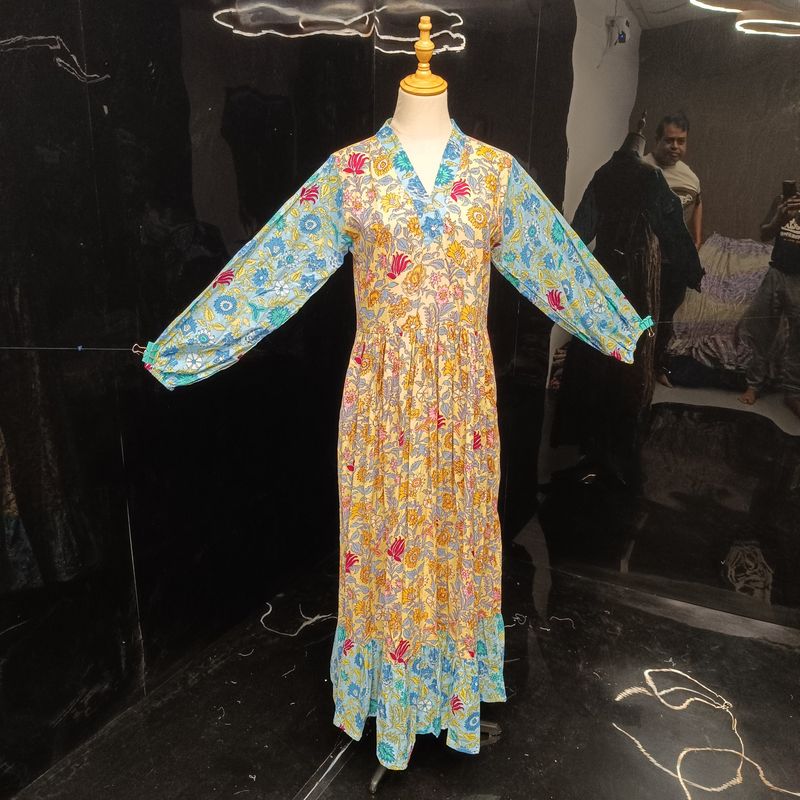 XS/S Bahira Printed Cotton Dress 54" Long Jalabiya