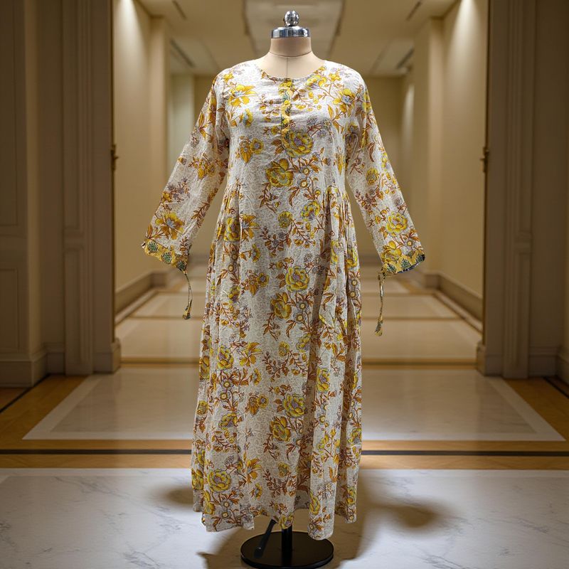 2XL-3XL Cotton Jasmine Dress 57" Long Jalabiya