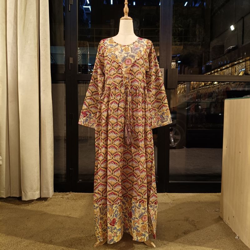 S/M Zaria Printed Cotton Dress 57"Long Jalabiya