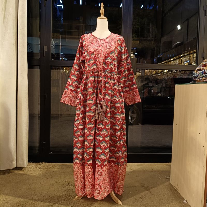 S/M Zaria Printed Cotton Dress 57"Long Jalabiya