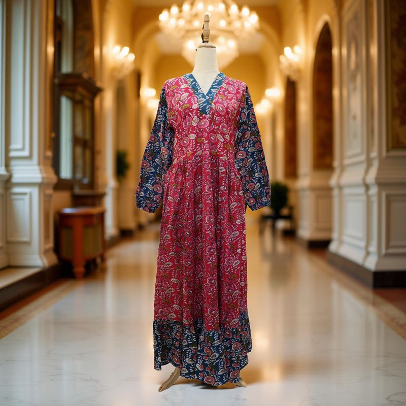 XS/S Bahira Printed Cotton Dress 54" Long Jalabiya