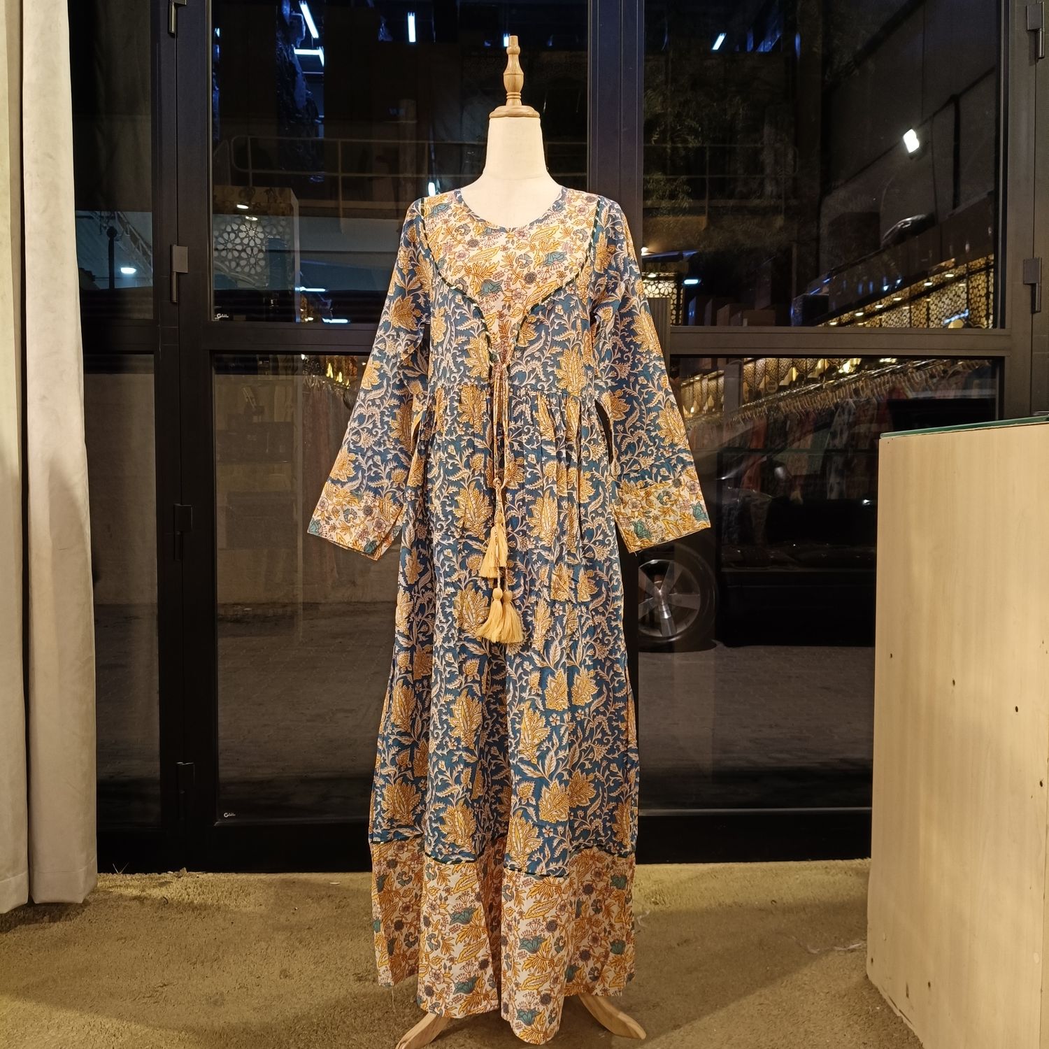 S/M Zaria Printed Cotton Dress 57"Long Jalabiya