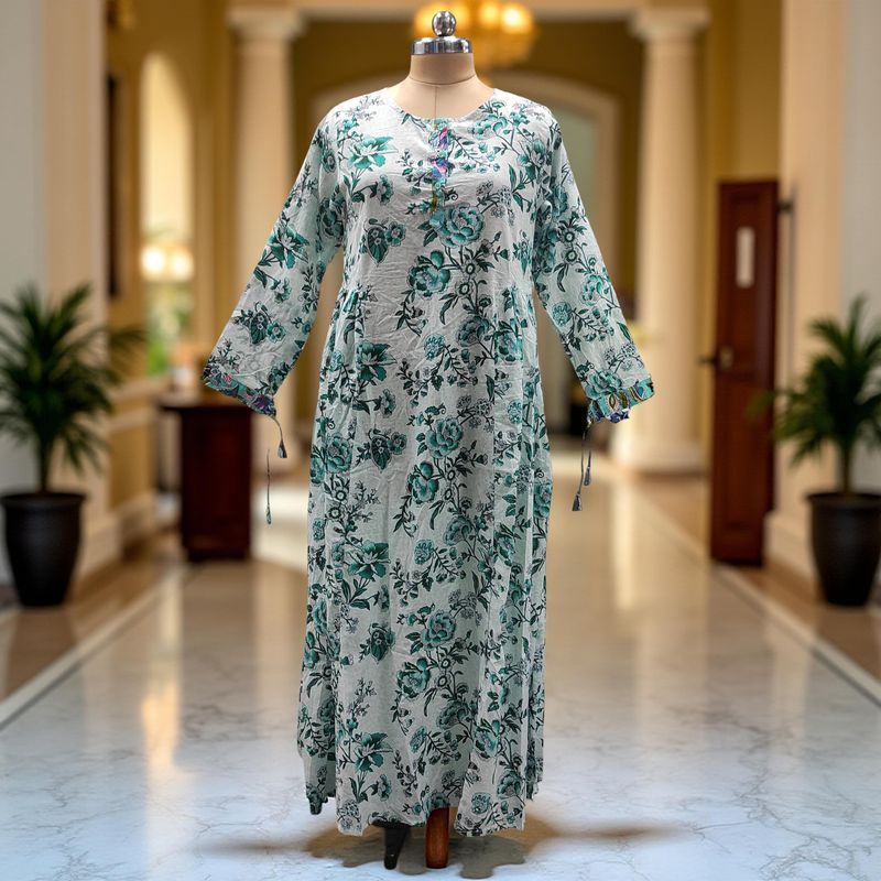 L/XL  Jasmine Printed Cotton  Dress 57"Long Jalabiya