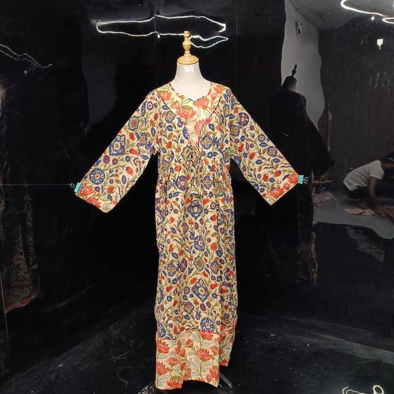 L/XL Zaria Printed Cotton Dress 57"Long Jalabiya