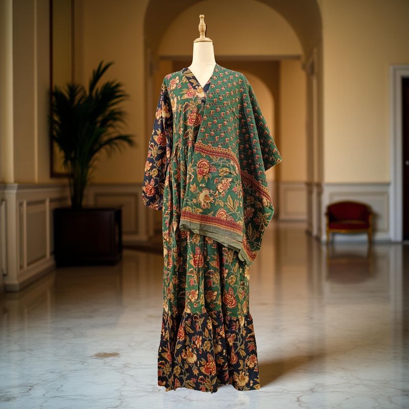 XS/S Bahira With Sheila Printed Cotton Dress 57" Long Jalabiya