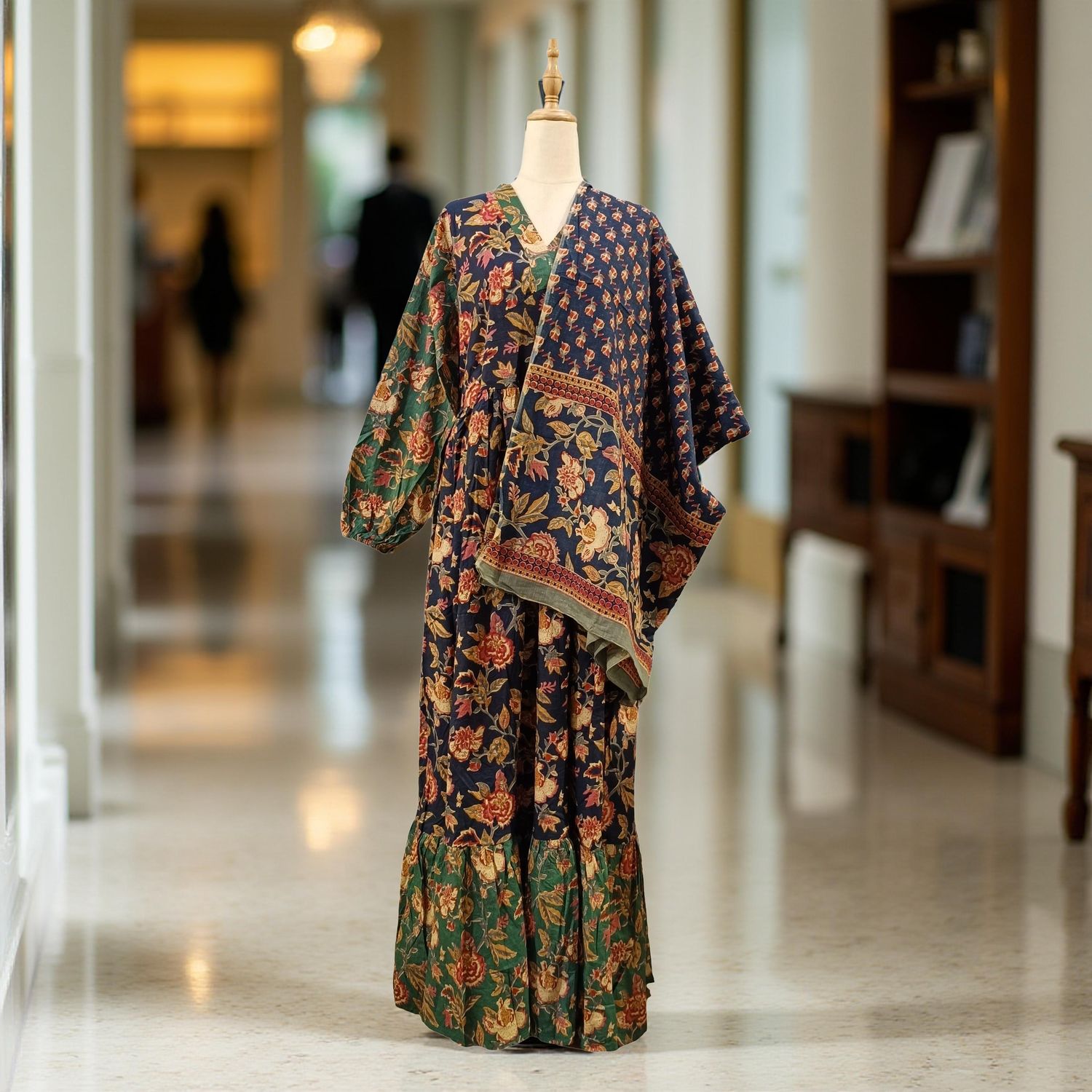 S/M  Bahira With Sheila Printed Cotton Dress 57" Long Jalabiya