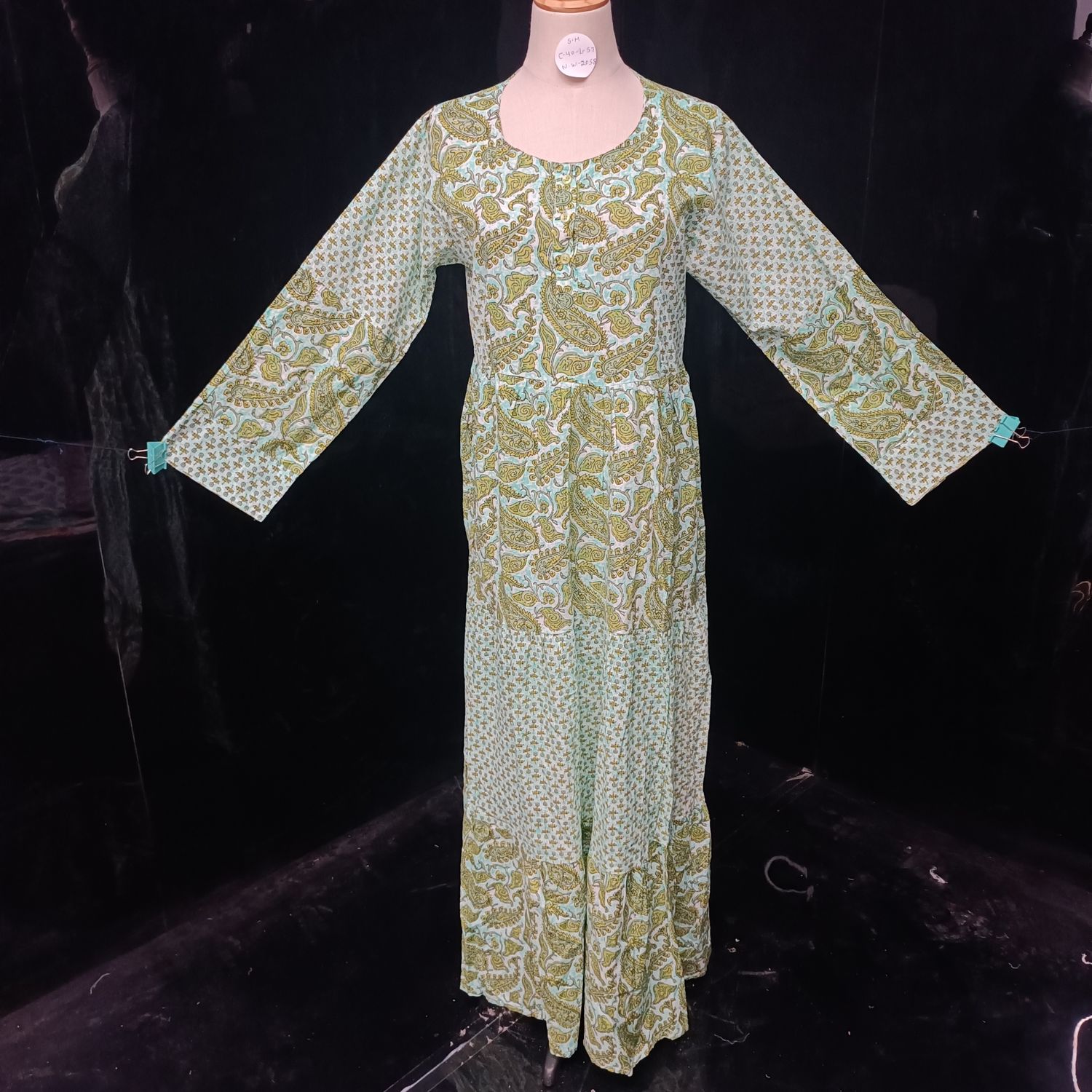 S/M Juhi Printed Cotton Dress 57" Long Jalabiya