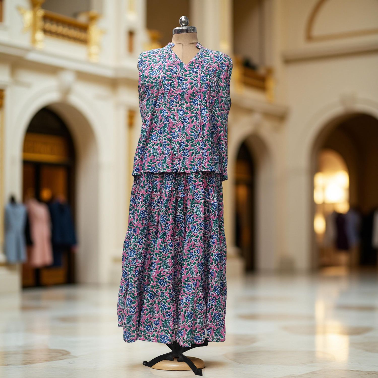 S-M Fahima Printed Cotton Dress