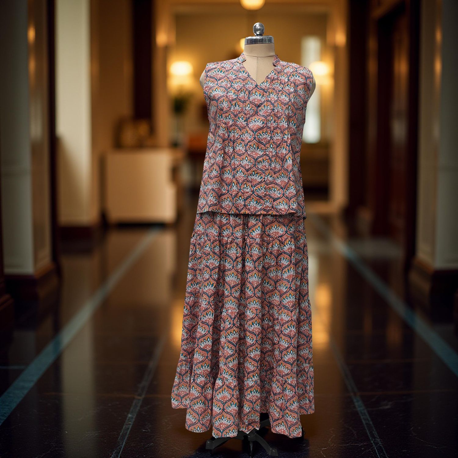 L-XL Fahima Printed Cotton Dress