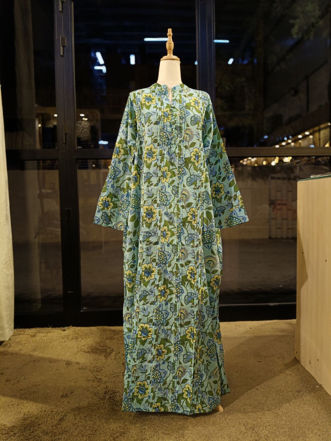 2XL/3XL Delbar Printed Cotton Dress 57'' Long Jalabiya