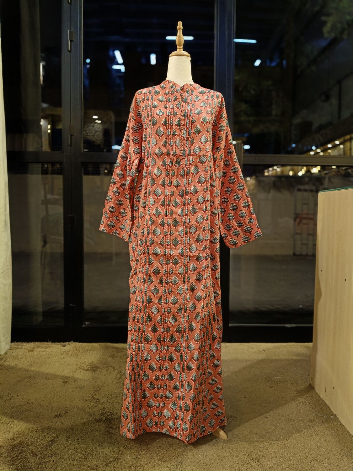 2XL/3XL Delbar Printed Cotton Dress 57'' Long Jalabiya