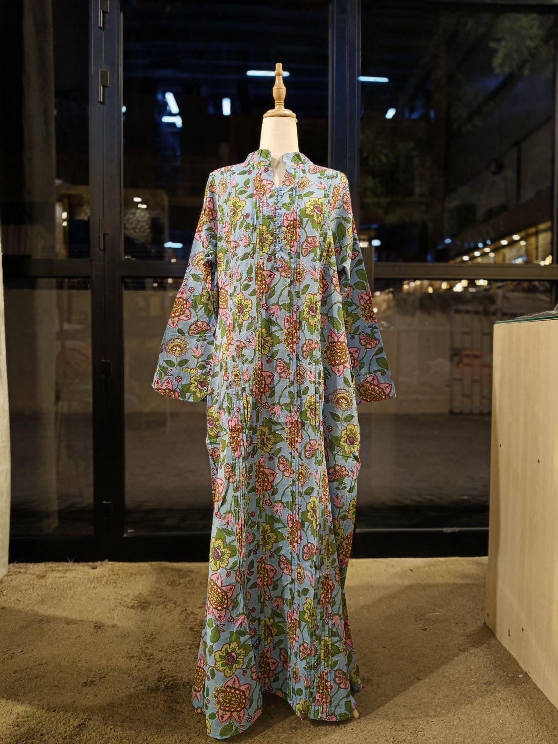 L/XL Delbar Printed Cotton Dress 57'' Long Jalabiya