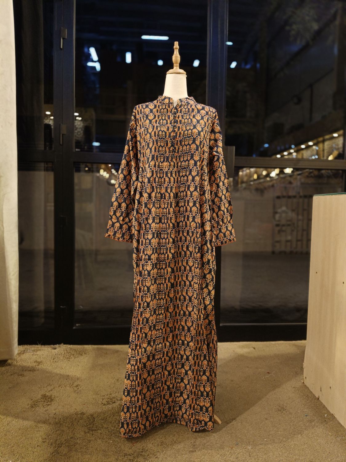 S/M Delbar Printed Cotton Dress 57'' Long Jalabiya