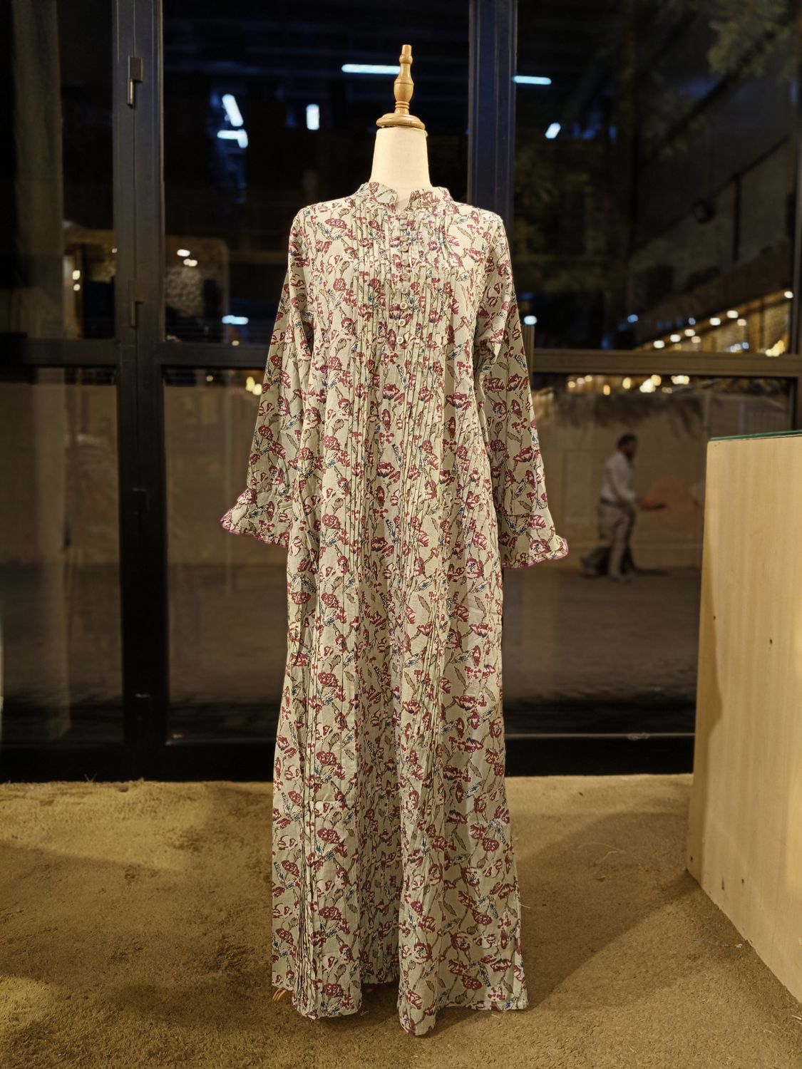 S/M Delbar Printed Cotton Dress 57'' Long Jalabiya