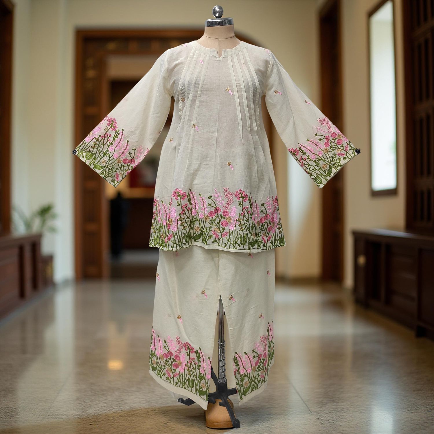 S/M Round Neck Collar Cotton Printed Short Co-ord Set