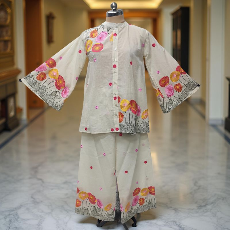 L/XL Collar Neck Cotton Printed Short Co-ord Set