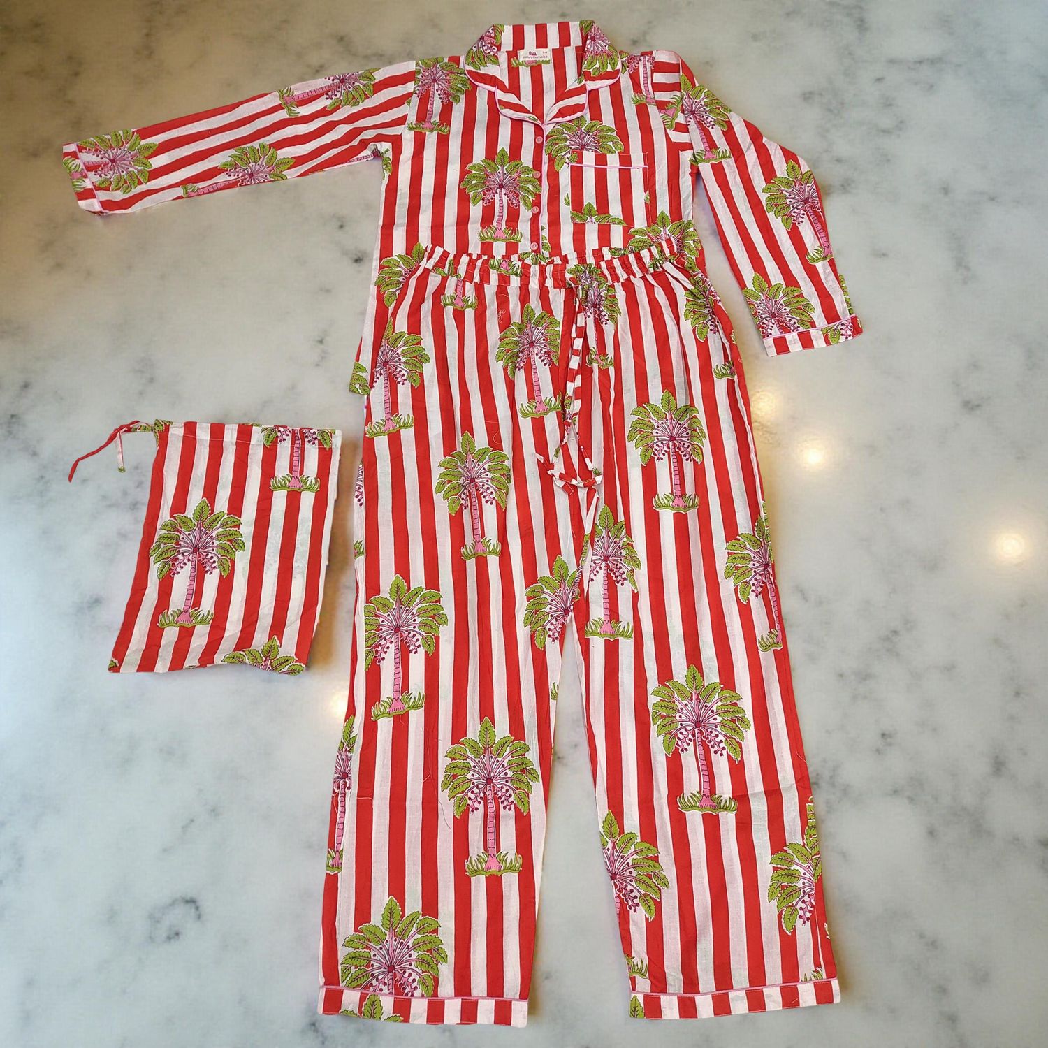 2XL-3XL Cotton  Pajamas Set full sleeves