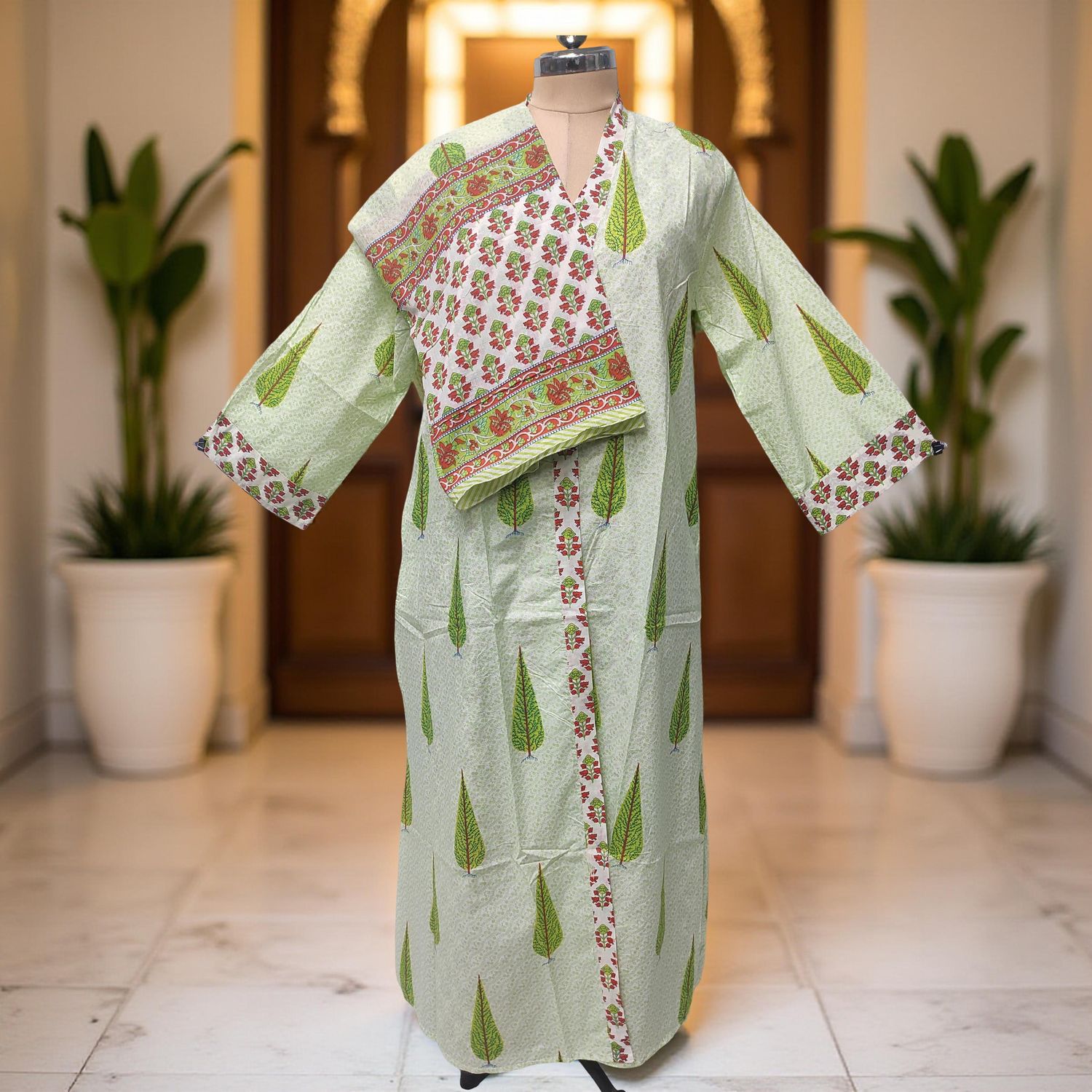 L/XL Abaya With Sheila Inner Set Cotton length 57” Long