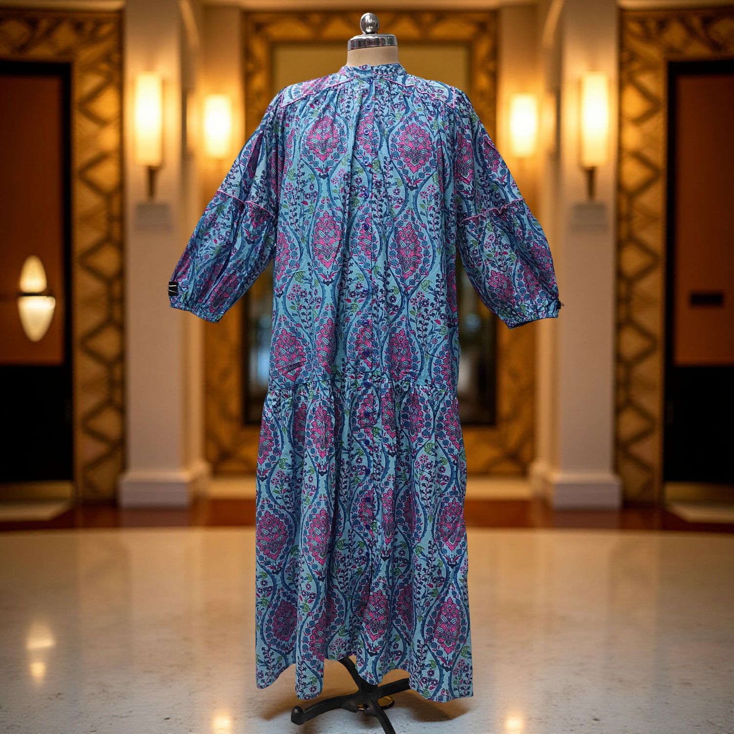 XS/S  Yazrin Printed Cotton Dress 54" Long Jalabiya