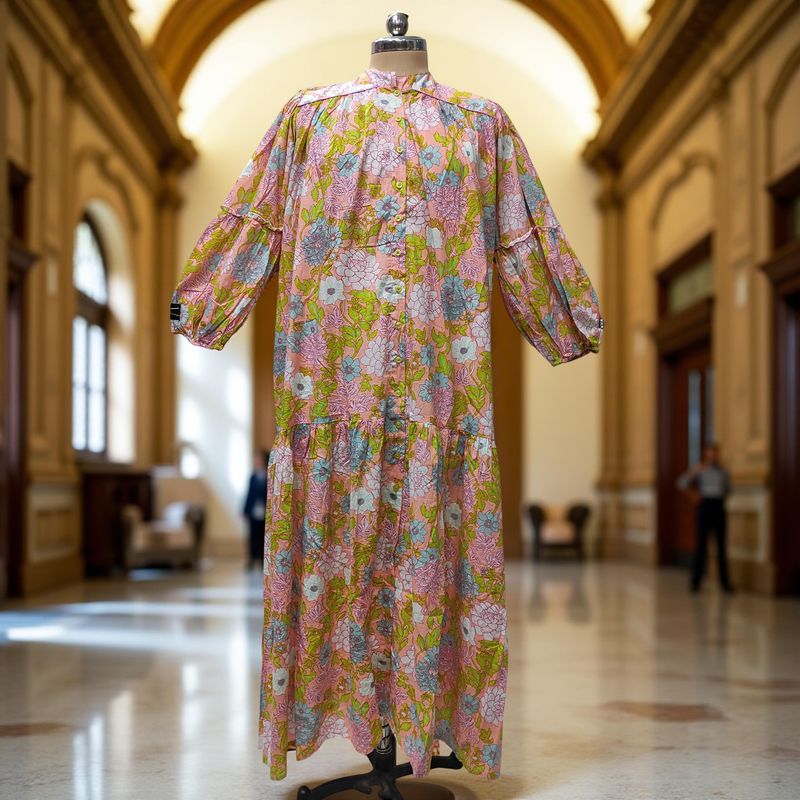 L-XL  Yazrin Printed Cotton Dress 57" Long Jalabiya