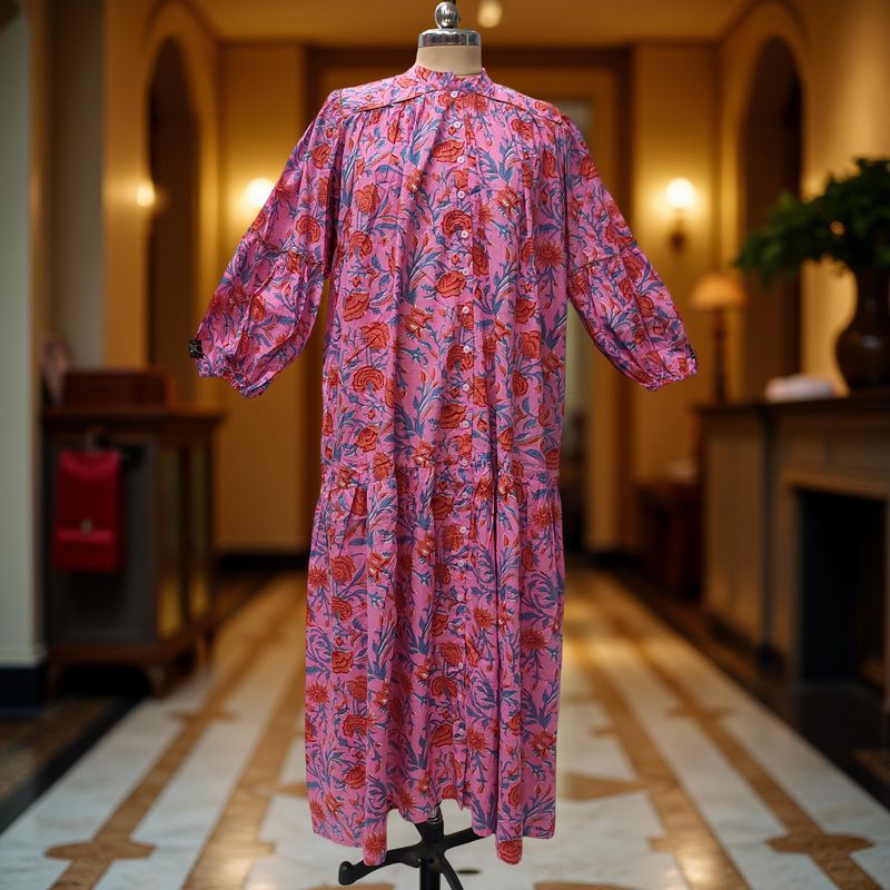 L-XL  Yazrin Printed Cotton Dress 57" Long Jalabiya